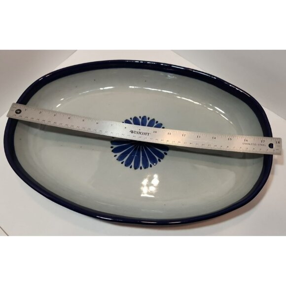 Vtg Ken Edwards El Palomar Guadalajara Blue Large 18" Oval Serving Bowl SIgned - Picture 10 of 12